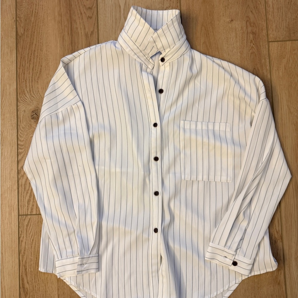 Princess Polly White and Black Striped Button Down Shirt
